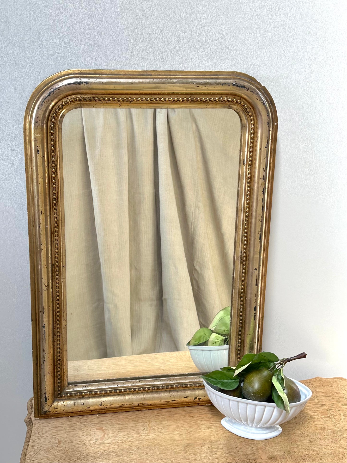 Antique French Petite Gold Gilt Over-Mantle Mirror