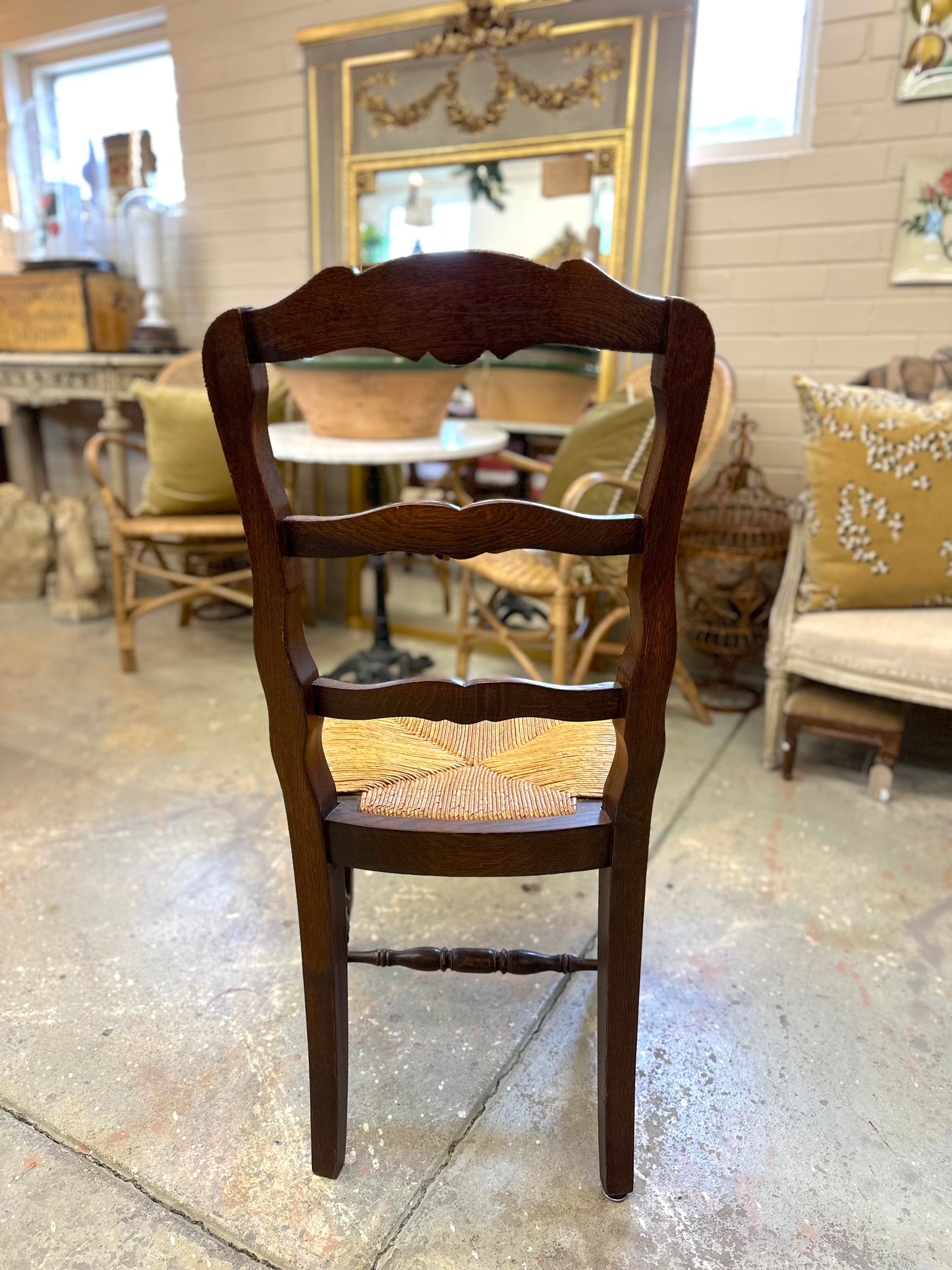 Set of 6 Antique French Dark Oak Dining Chairs