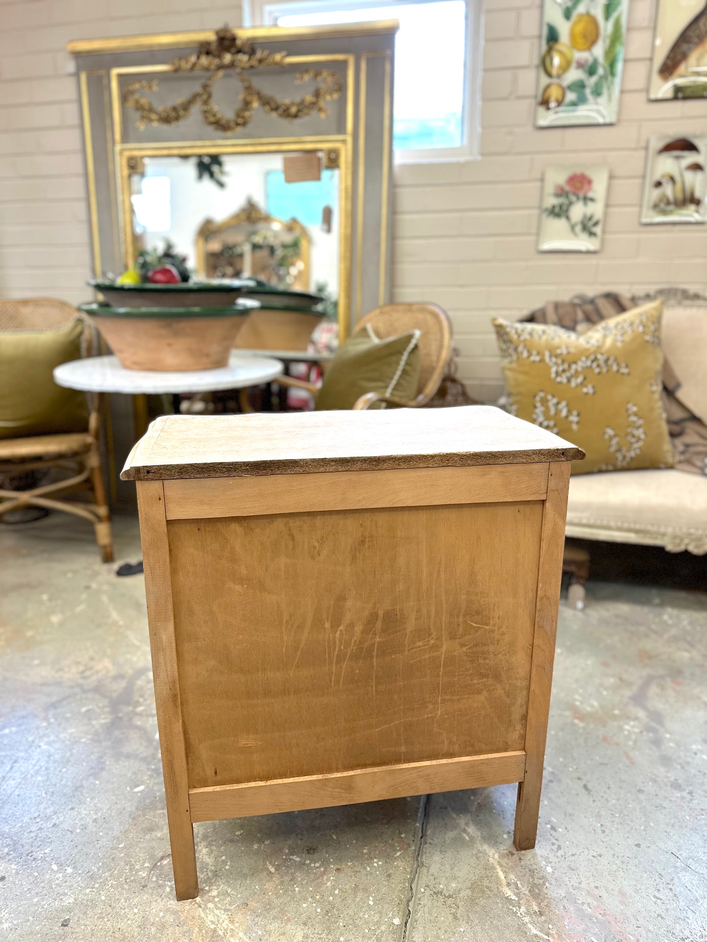 Vintage French Oak 4 Drawer Commode