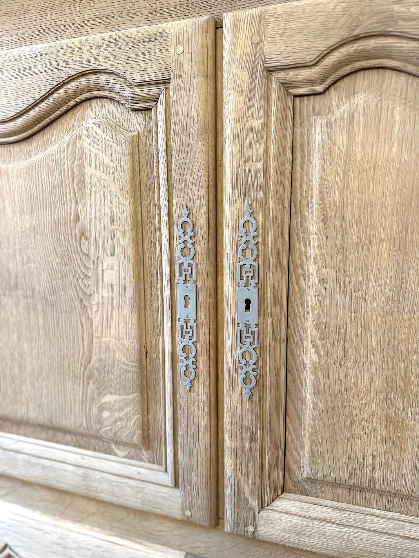 Antique French Solid Oak Cupboard With Shelves