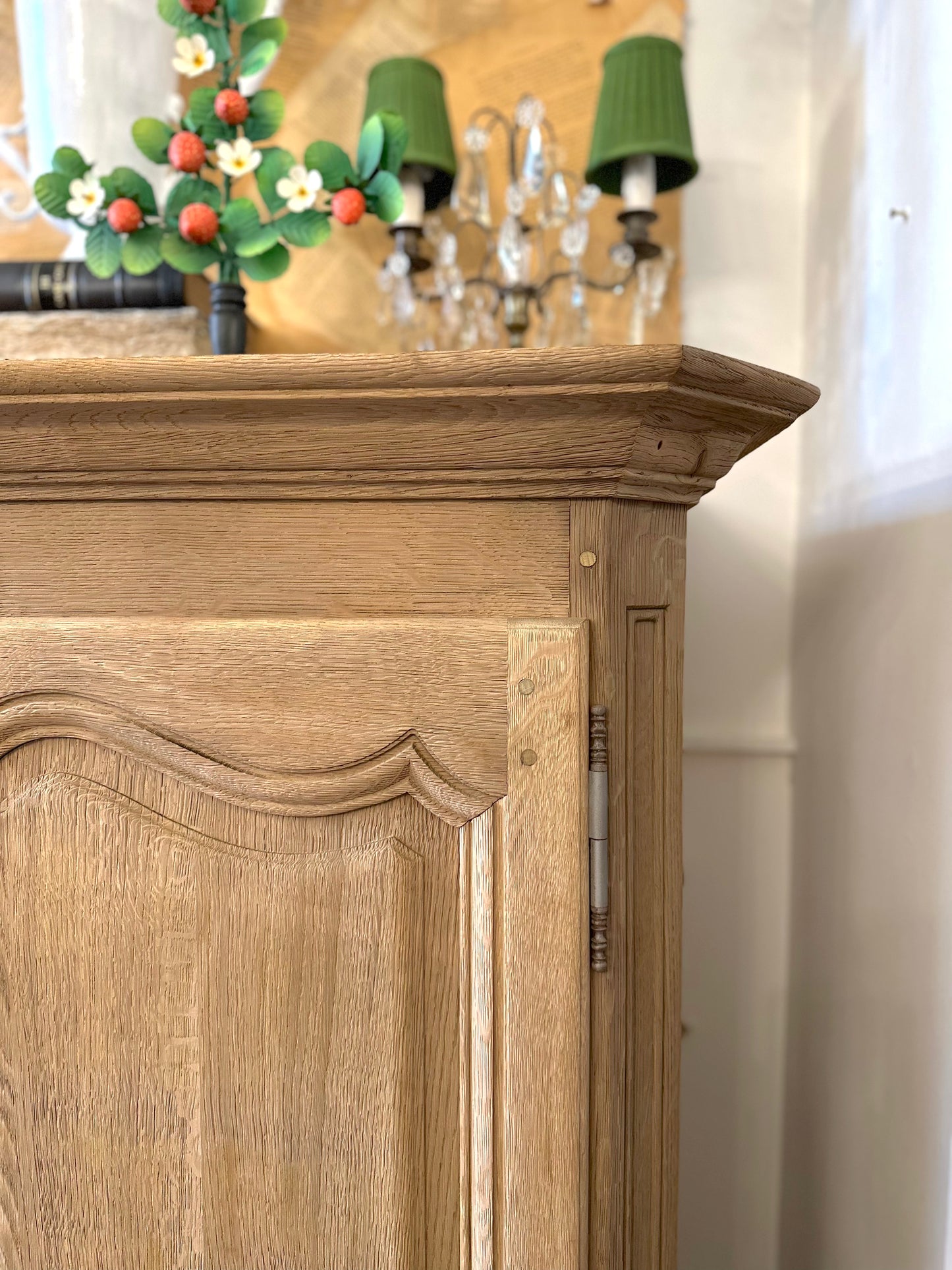 Antique French Solid Oak Cupboard With Shelves