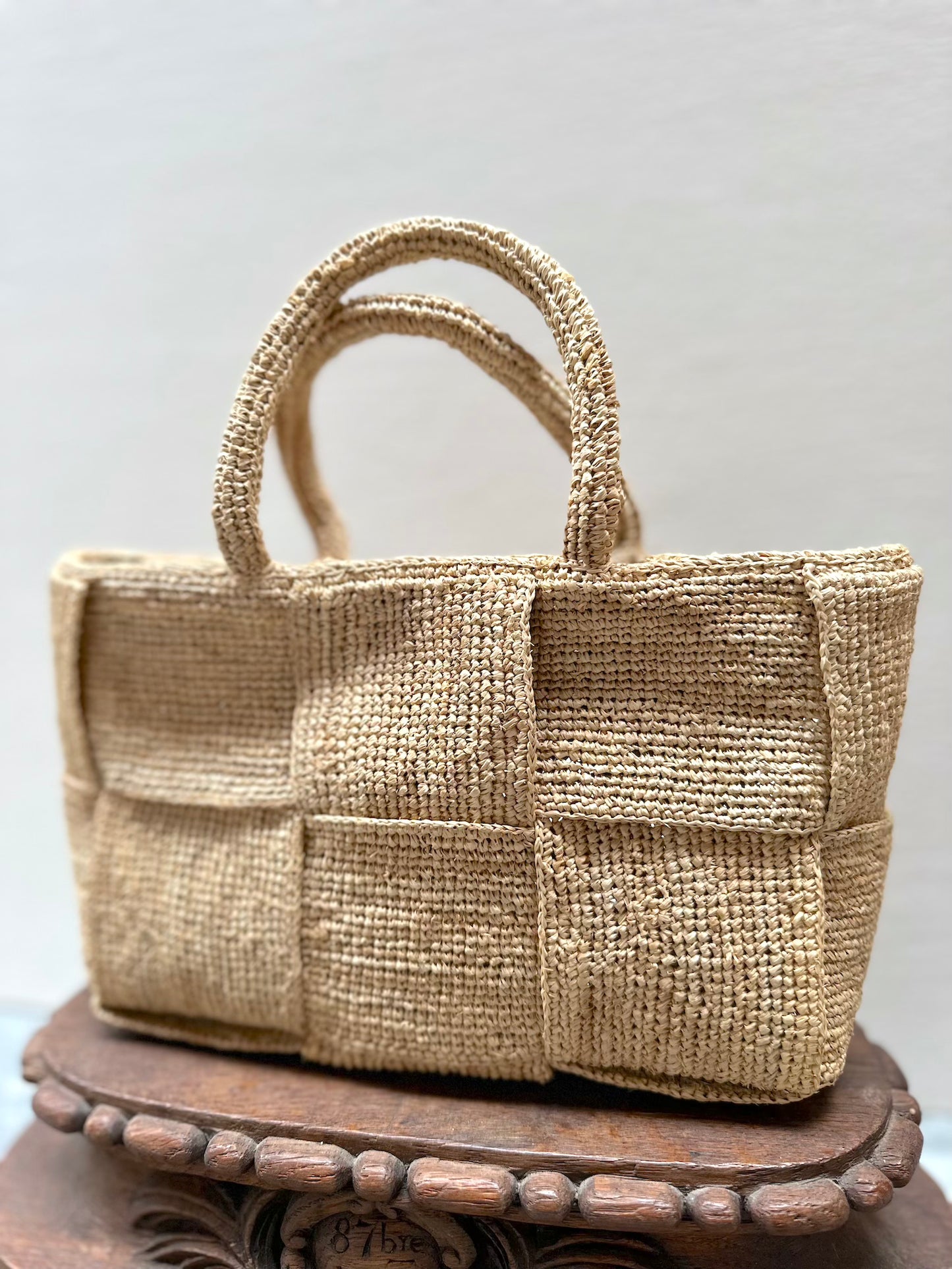 Sophie Digard Small Raffia Woven Handbag Natural