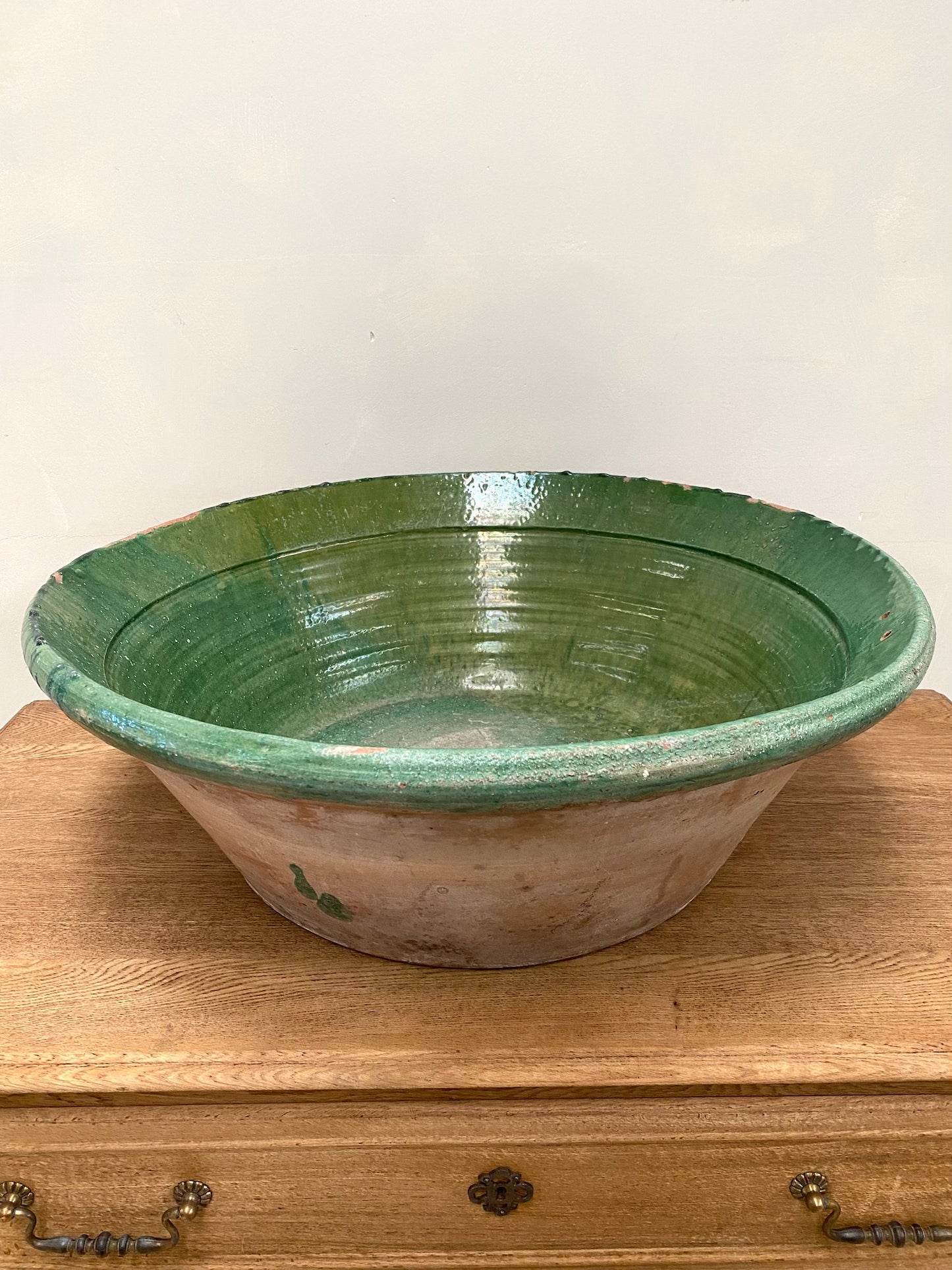 Vintage Spanish Glazed Bowl - Forest Green - Extra Large