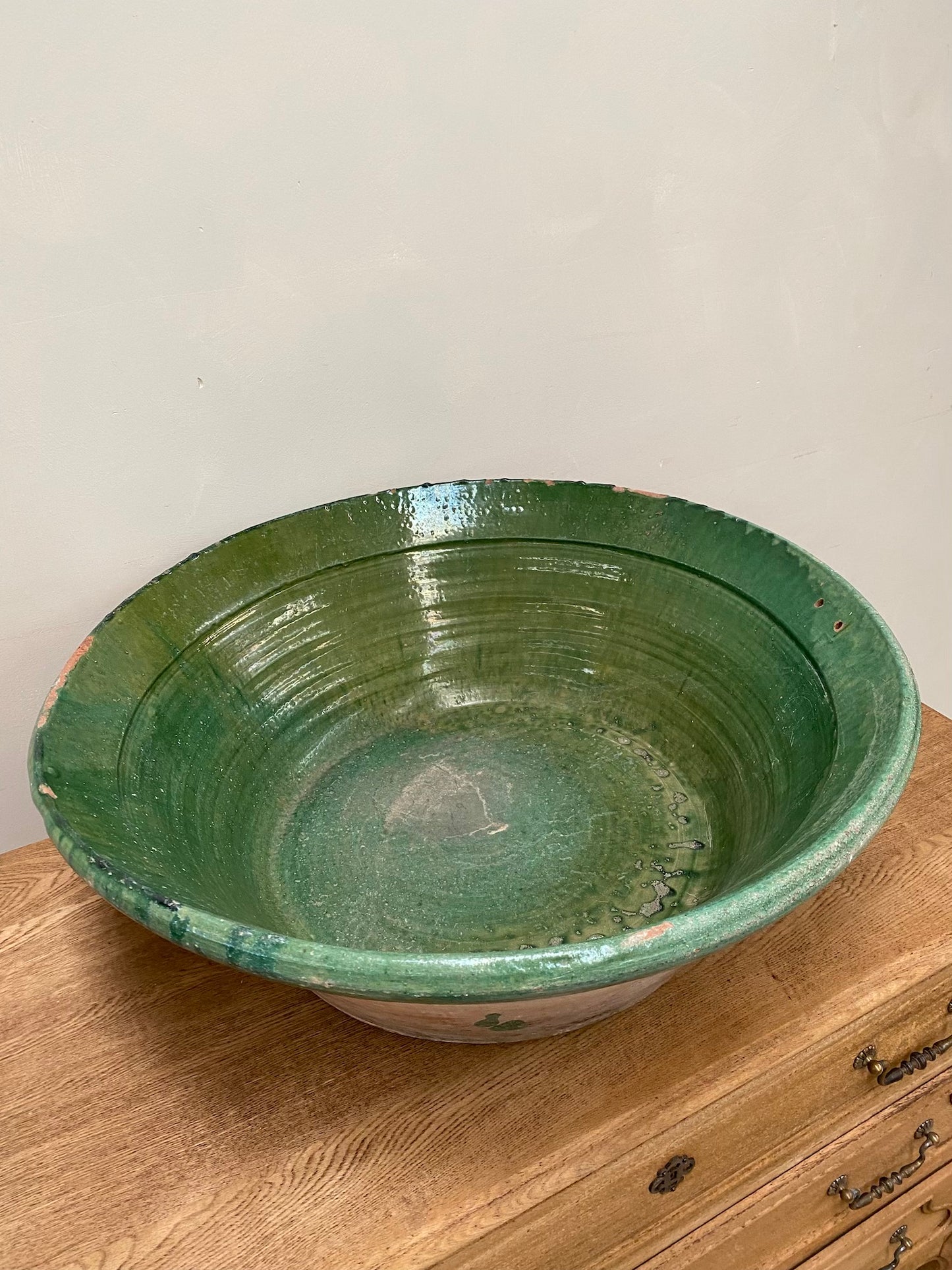 Vintage Spanish Glazed Bowl - Forest Green - Extra Large