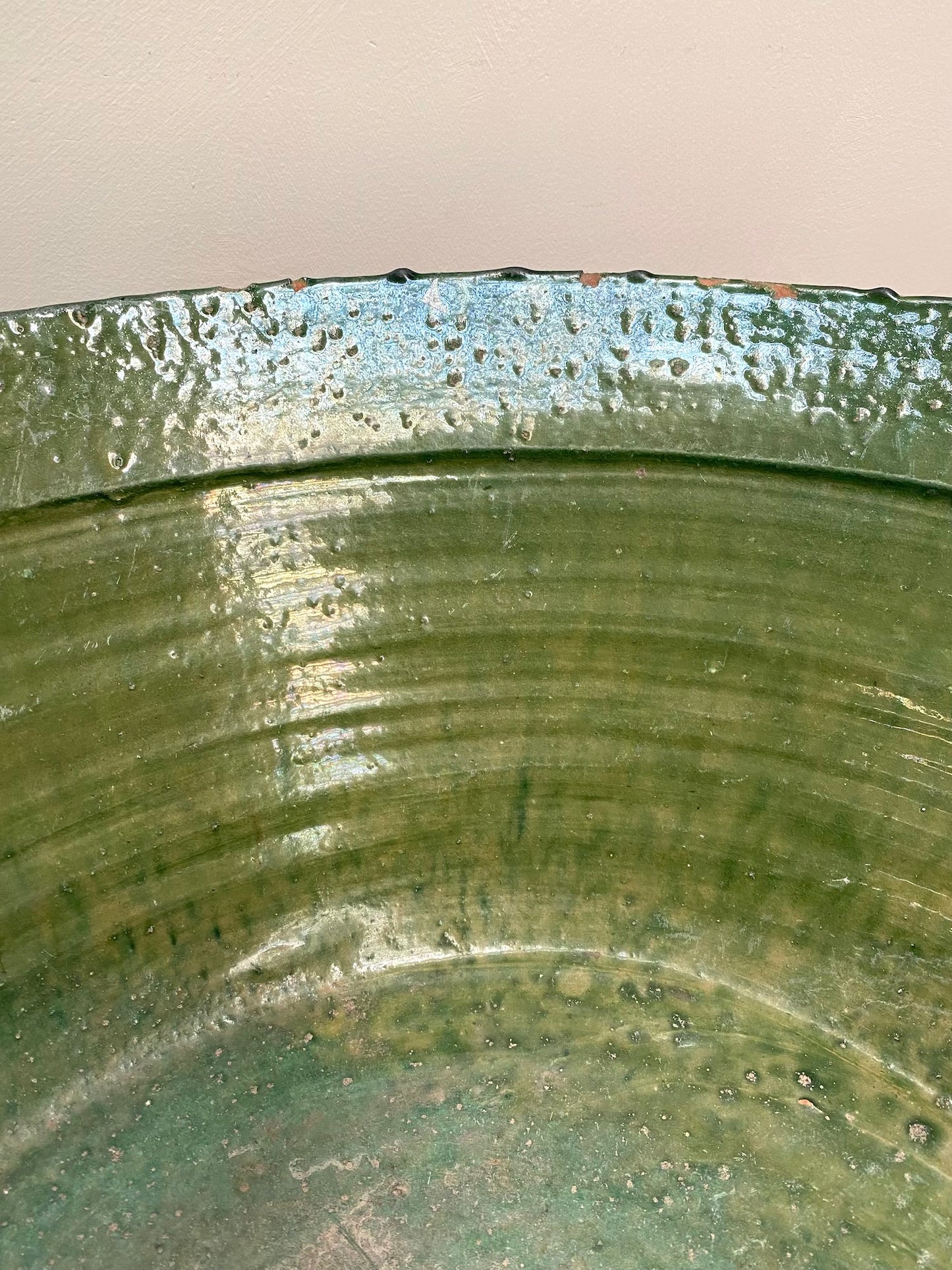 Vintage Spanish Glazed Bowl - Forest Green - Extra Large