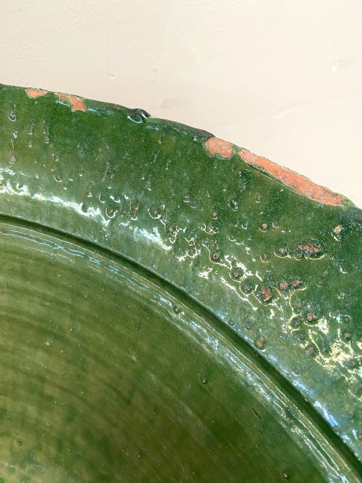 Vintage Spanish Glazed Bowl - Forest Green - Extra Large