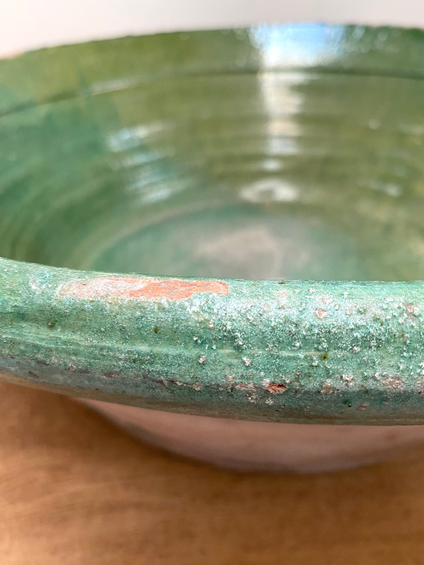 Vintage Spanish Glazed Bowl - Forest Green - Extra Large