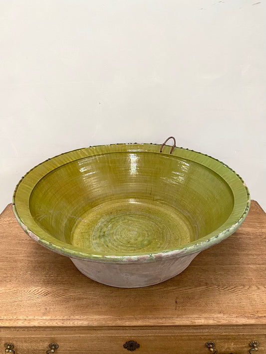 Vintage Spanish Glazed Bowl - Fern Green - Extra Large