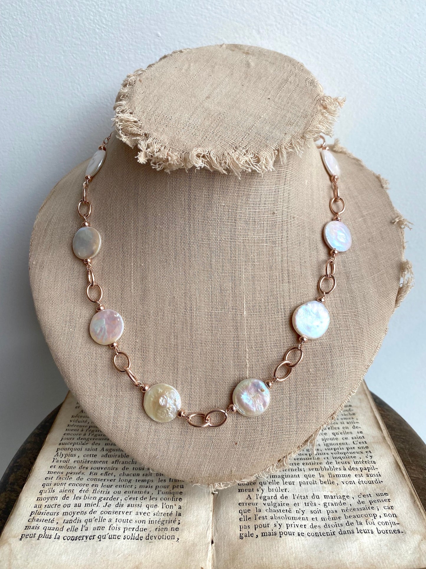 Italian Cream Flat Pearl Necklace