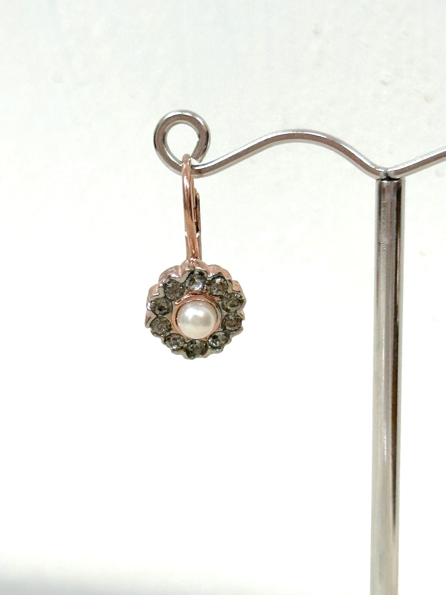 Italian Round Crystal Earrings With Small Pearl Centre