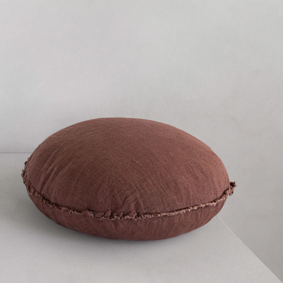 Hale Mercantile 'Flocca' Macaron Round Linen Cushion