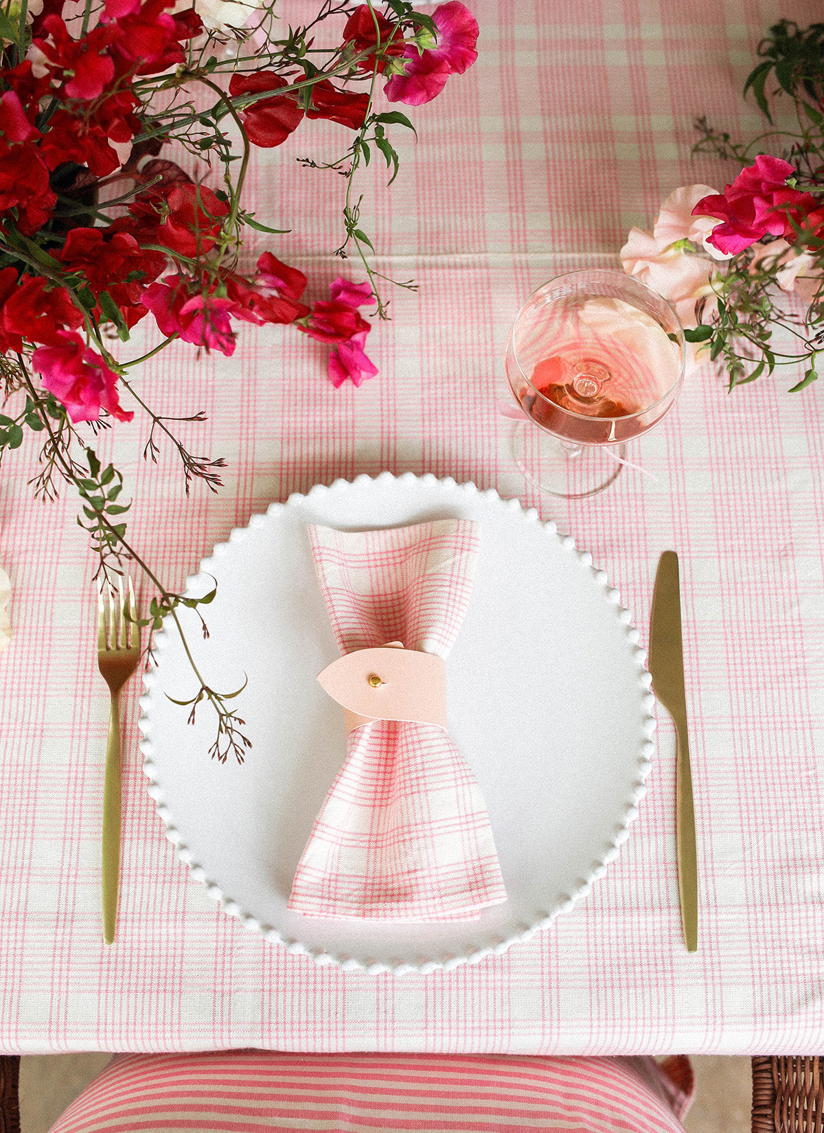 Heather Taylor Home 'Marianne Plaid - Peony' Linen Napkins Set of 4