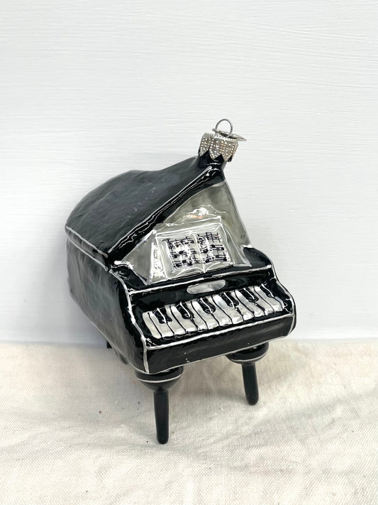 Polish Glass Christmas Ornament - Black Piano