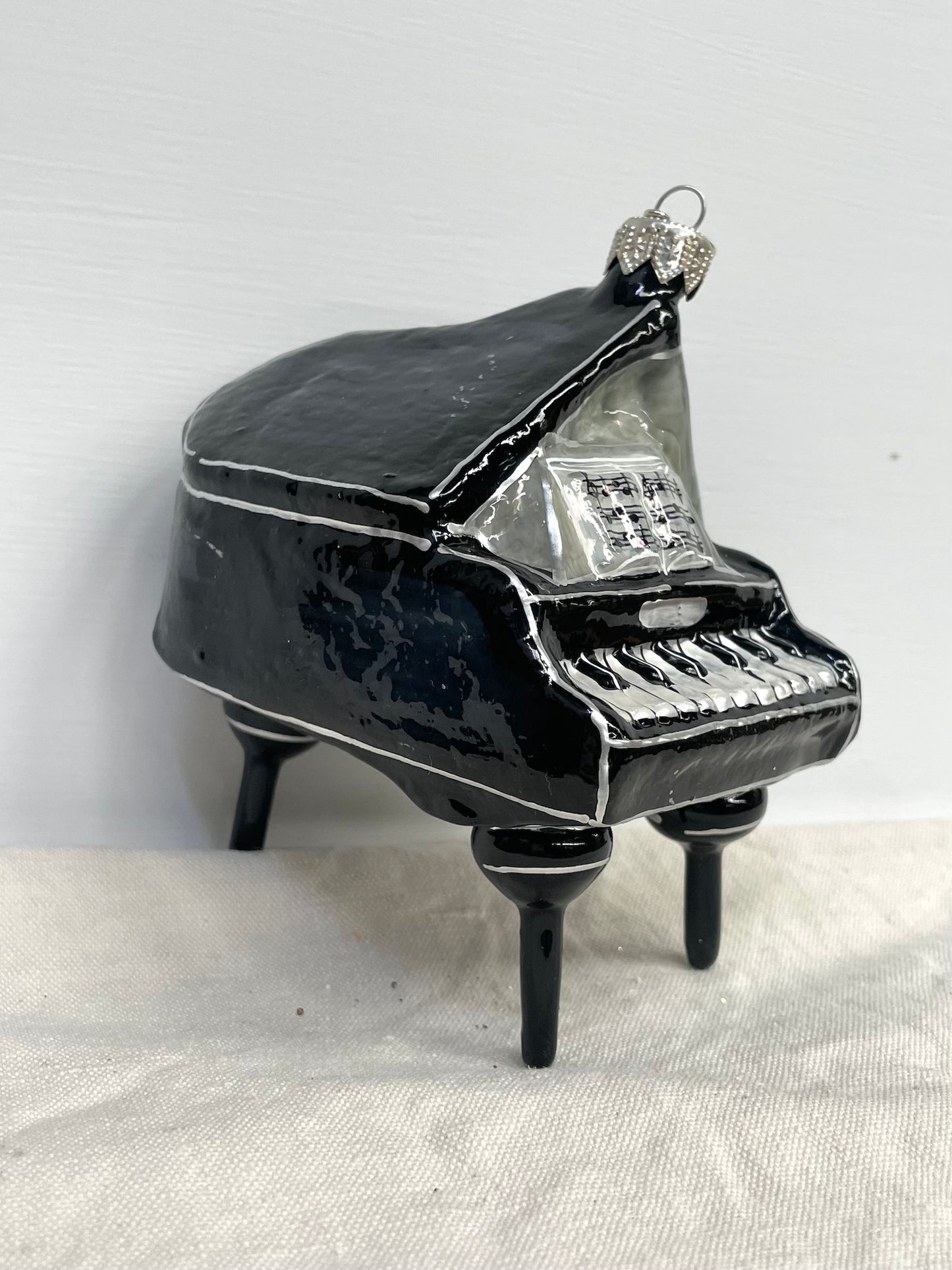 Polish Glass Christmas Ornament - Black Piano