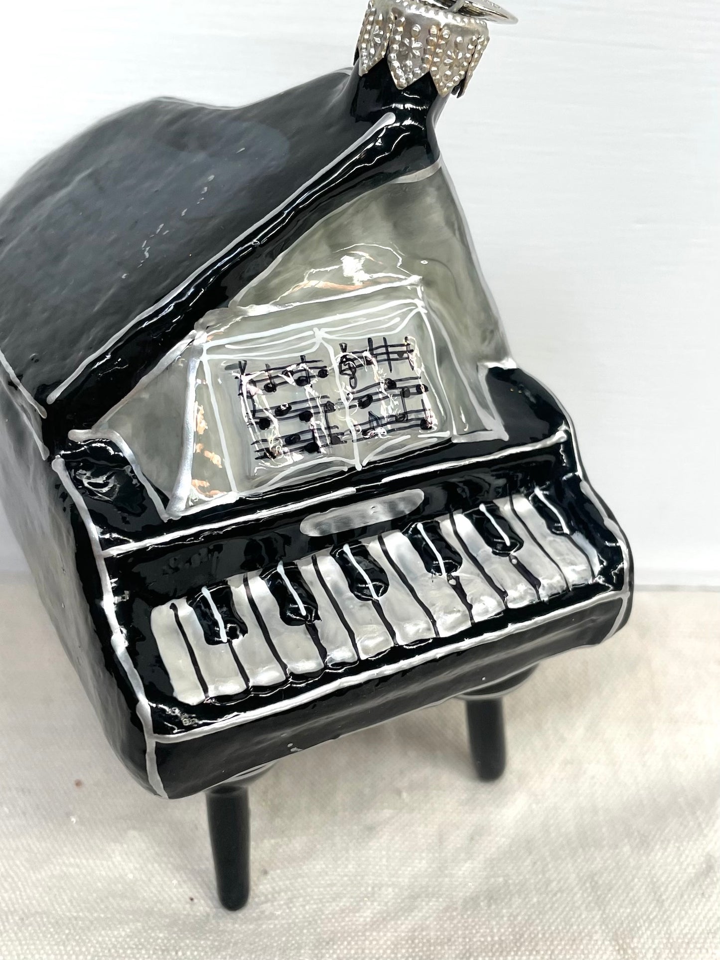 Polish Glass Christmas Ornament - Black Piano