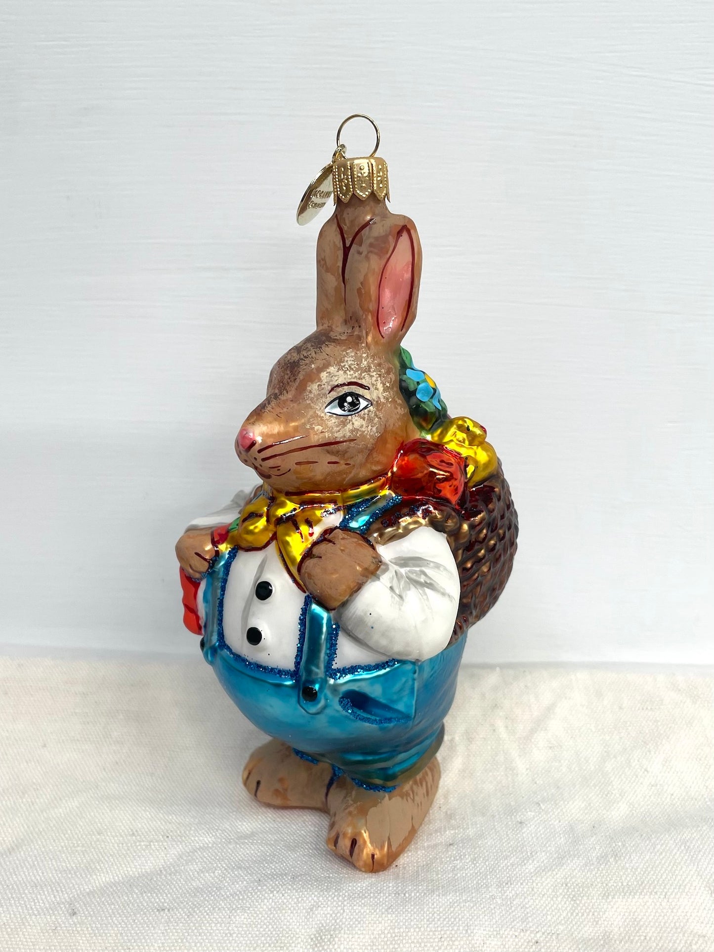 Polish Glass Ornament - Bunny with Basket