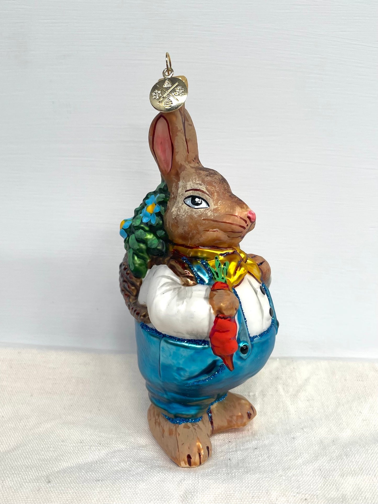 Polish Glass Ornament - Bunny with Basket