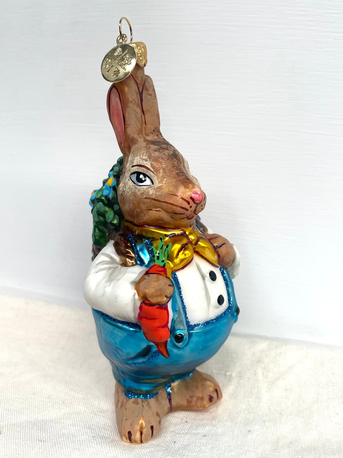 Polish Glass Ornament - Bunny with Basket