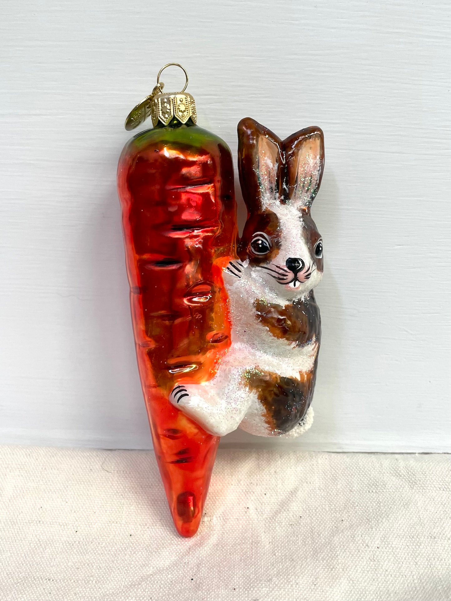 Polish Glass Ornament - Bunny with Carrot