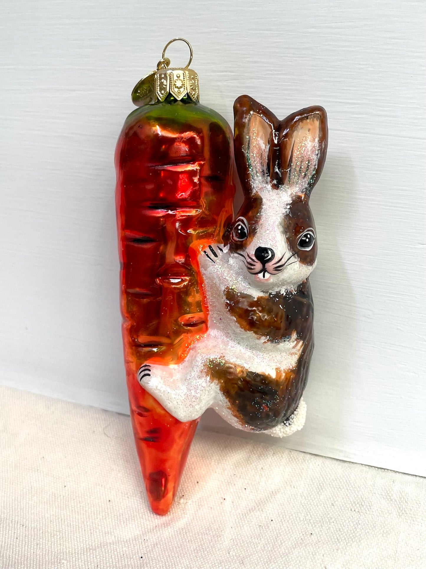 Polish Glass Ornament - Bunny with Carrot