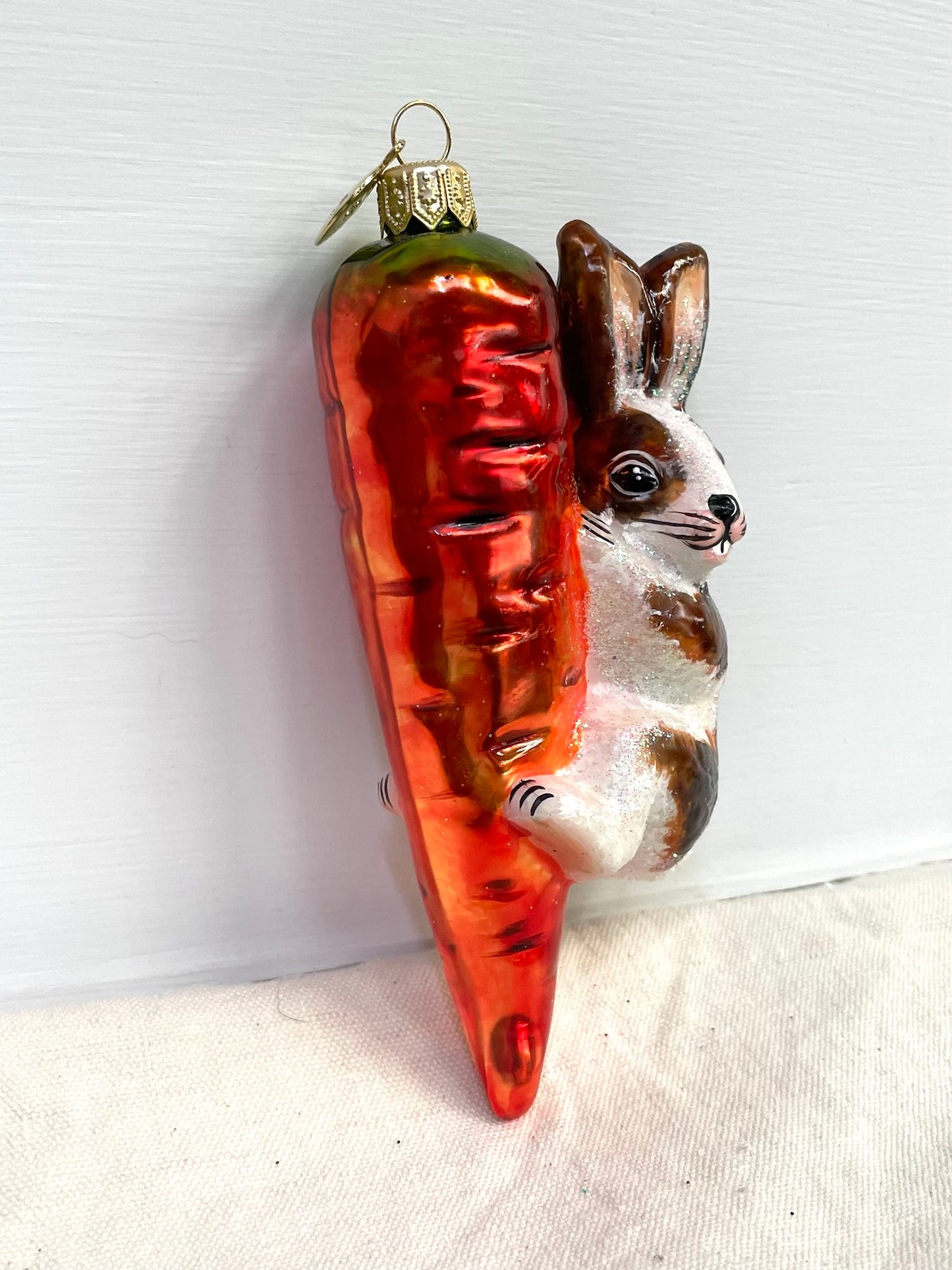 Polish Glass Ornament - Bunny with Carrot