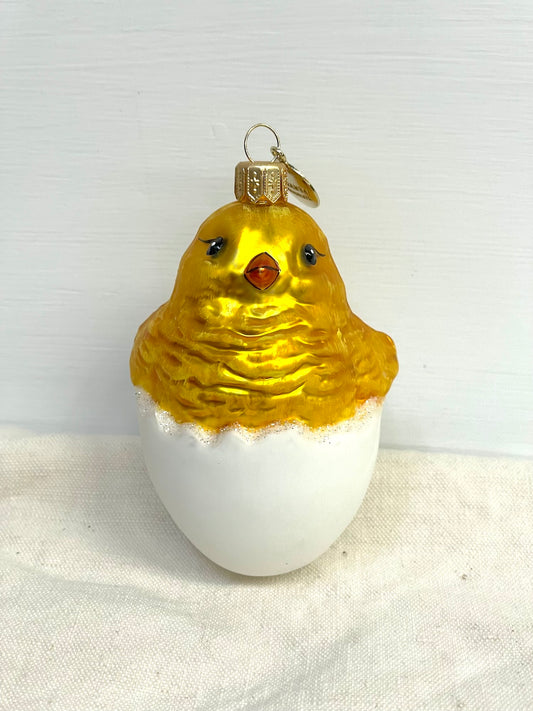 Polish Glass Ornament - Chick in Egg