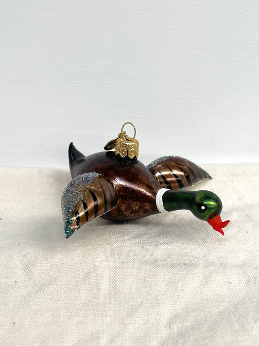 Polish Glass Christmas Ornament - Flying Duck