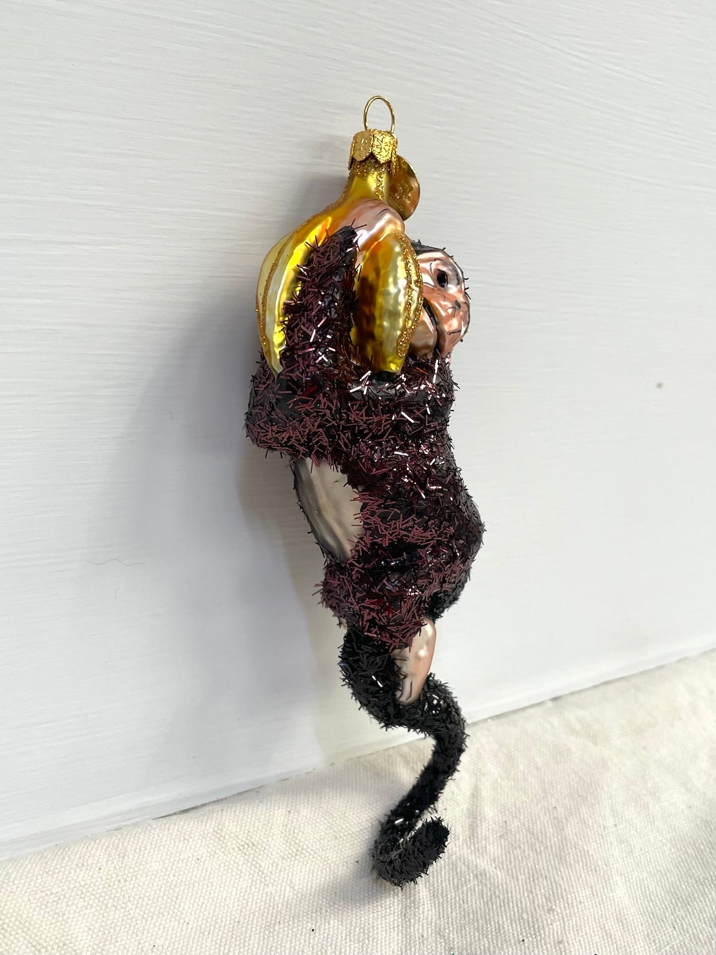 Polish Glass Christmas Ornament - Monkey with Bananas