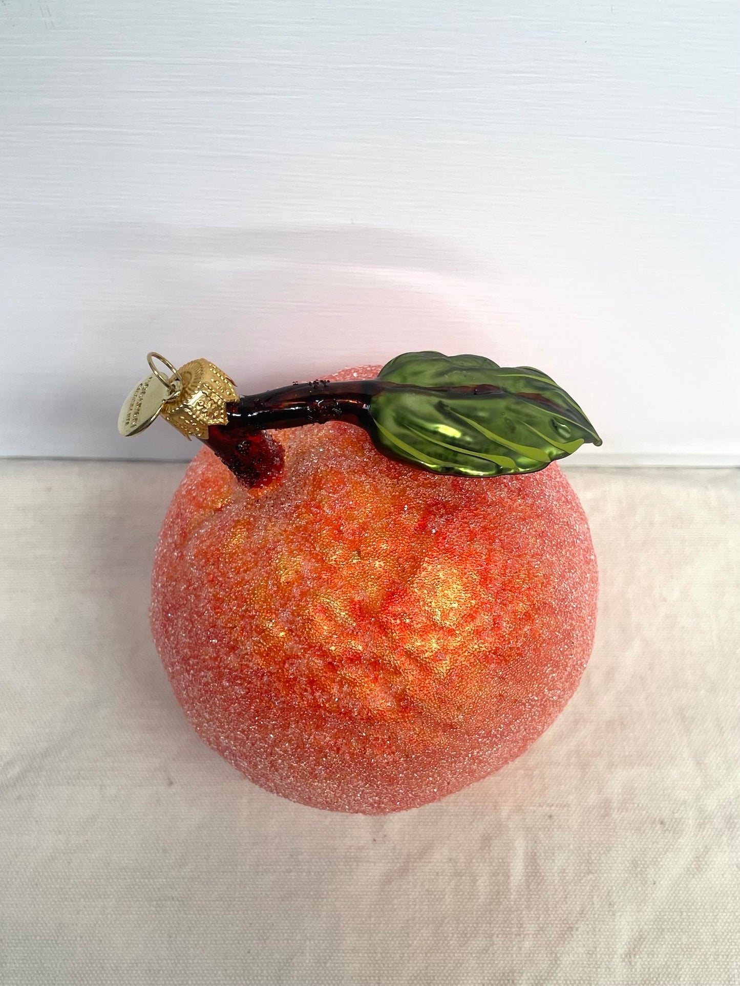 Polish Glass Ornament - Orange with Leaf