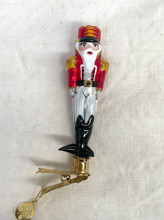 Polish Glass Christmas Ornament - Small Red Nutcracker