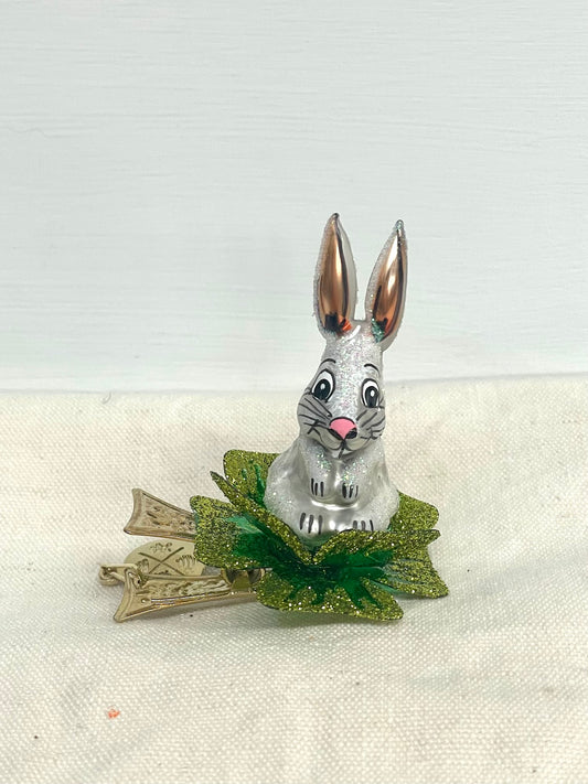 Polish Glass Ornament - Tiny Bunny in Cabbage