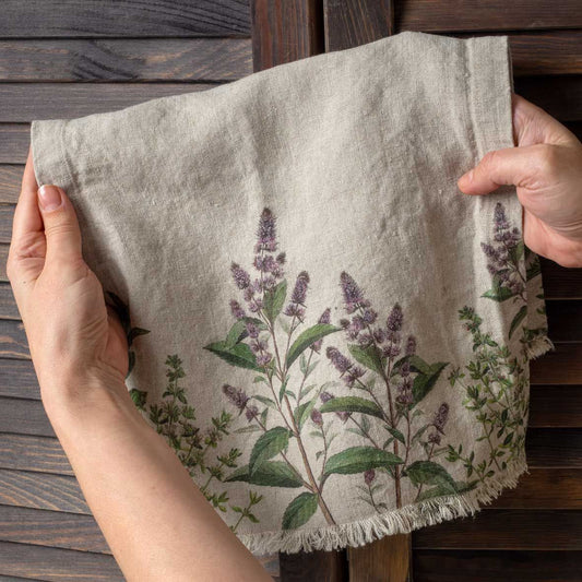 European Linen 'Fine Herbs' Hand Towel