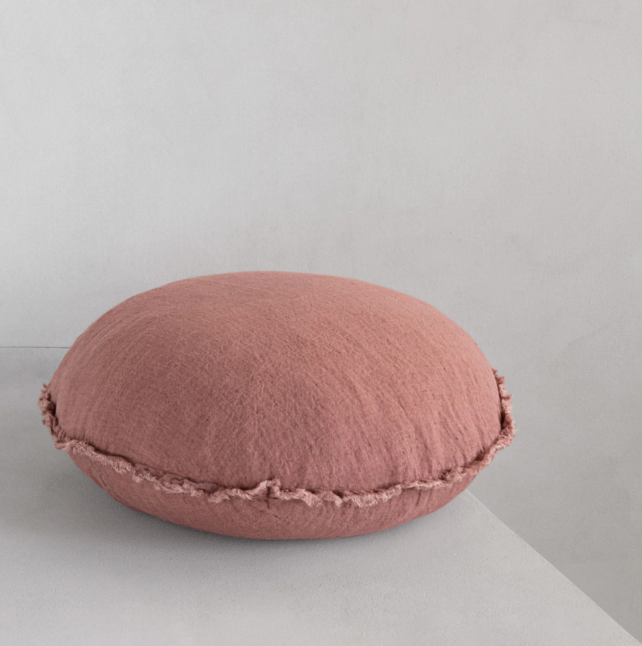 Hale Mercantile 'Flocca' Macaron Round Linen Cushion