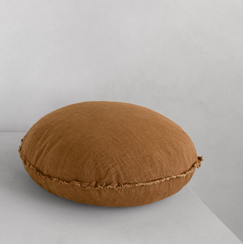 Hale Mercantile 'Flocca' Macaron Round Linen Cushion