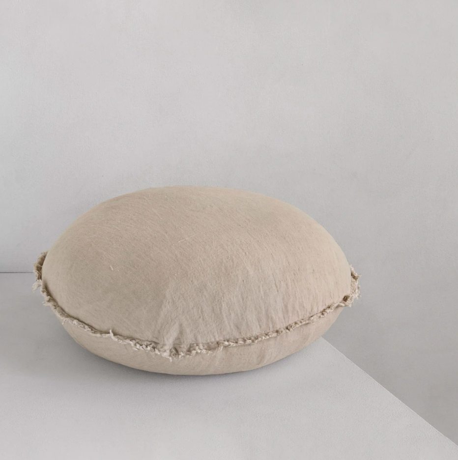 Hale Mercantile 'Flocca' Macaron Round Linen Cushion