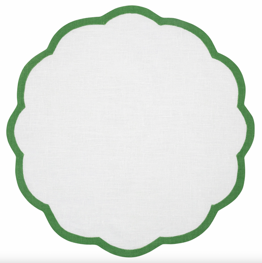 Set of 4 Green Scalloped Edge Placemats