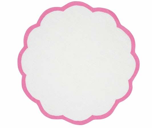 Set of 4 Pink Scalloped Edge Placemats