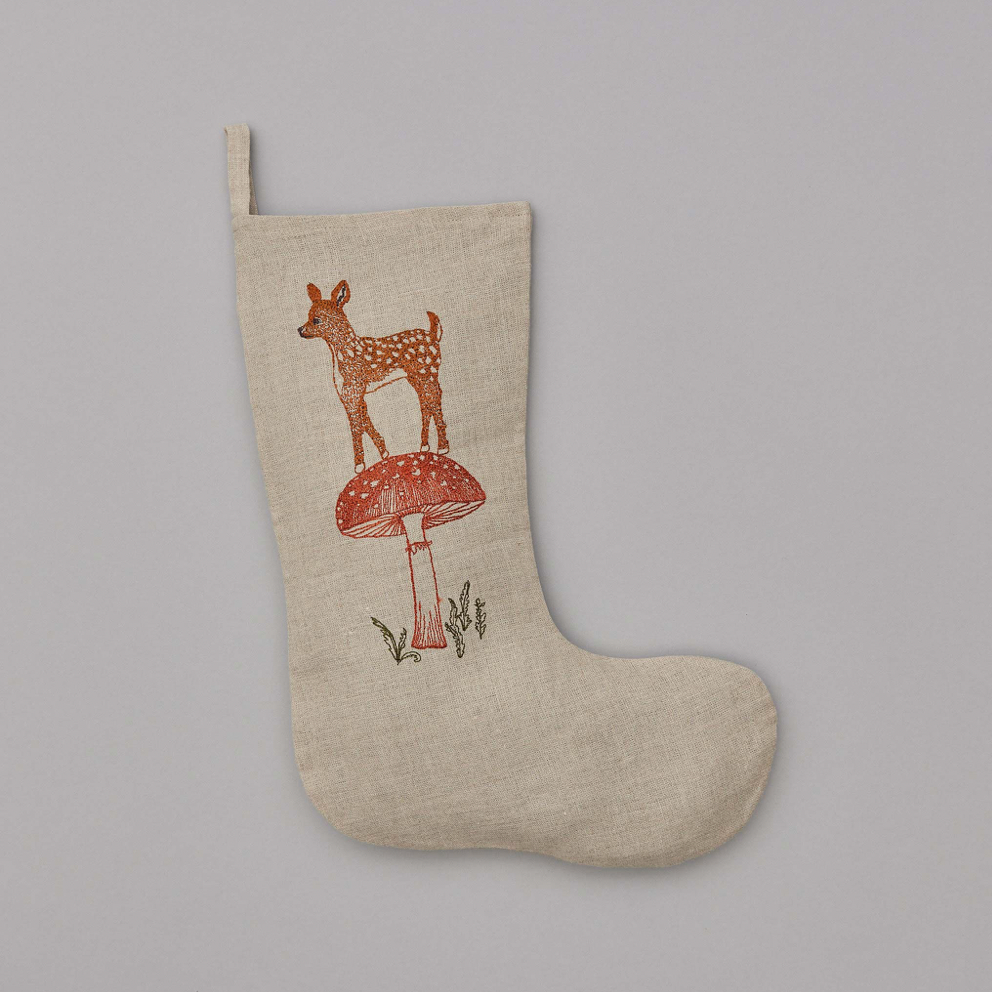 Coral & Tusk Deer with Mushroom Small Stocking