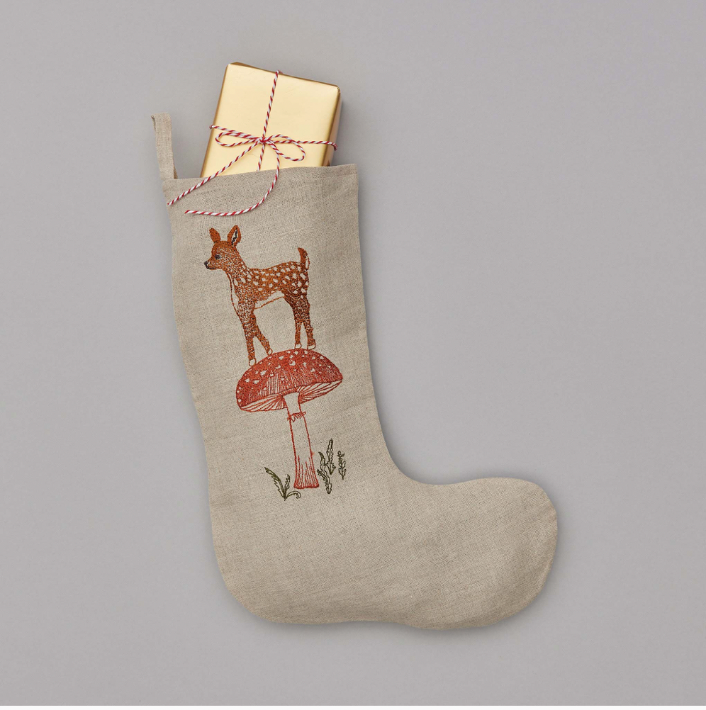 Coral & Tusk Deer with Mushroom Small Stocking