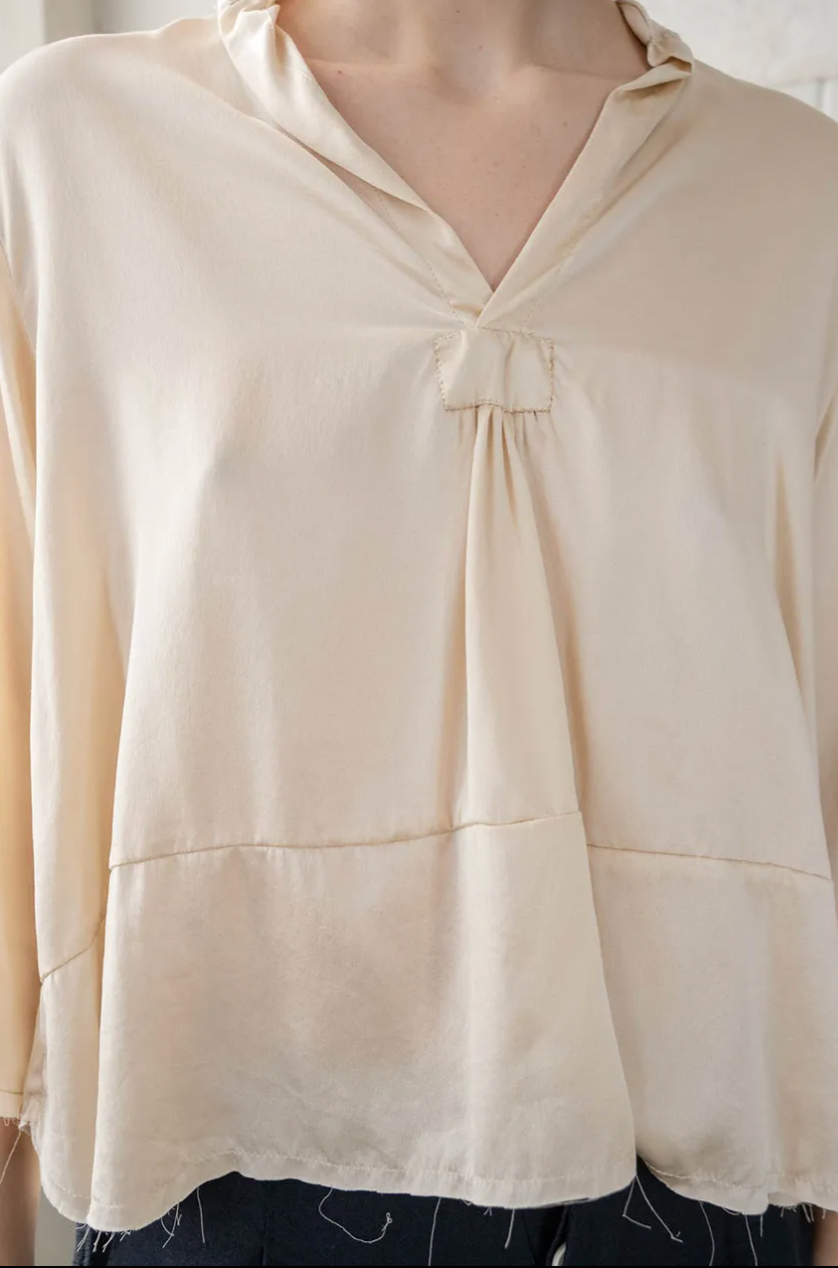 Sula Sunny Silk Charmeuse Shirt - Eggnog