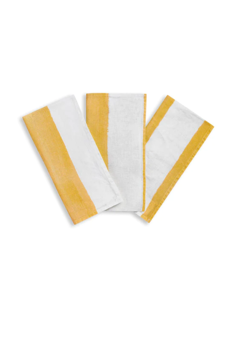 Summerill & Bishop 'Lemon & White Stripe' Linen Napkin