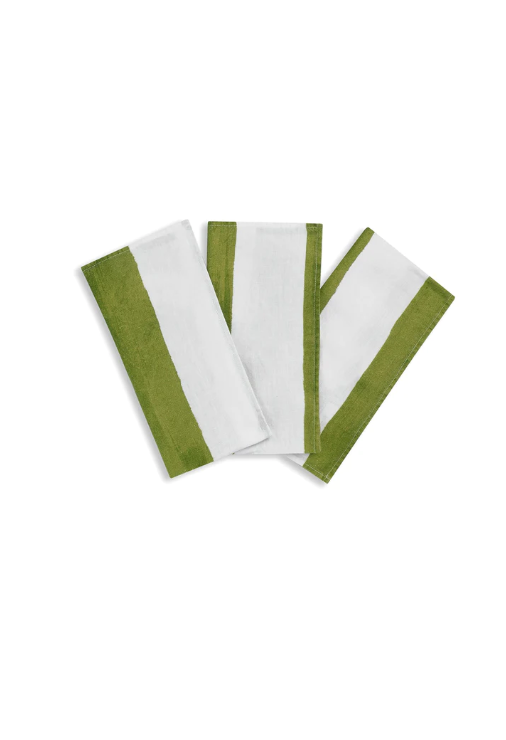 Summerill & Bishop 'Avocado & White Stripe' Linen Napkin