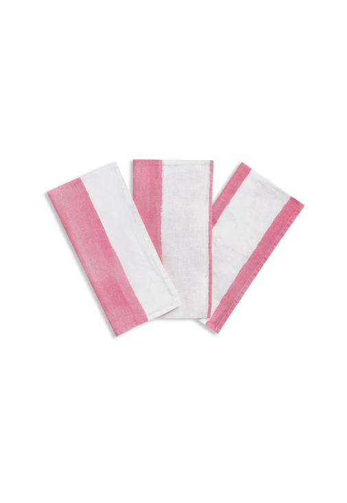 Summerill & Bishop 'Rose & White Stripe' Pair of Linen Napkins