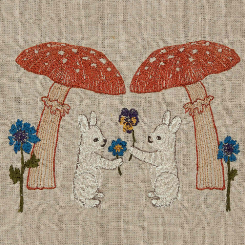 Coral & Tusk 'Mushroom Bunny Friends' Embroidered Tea Towel