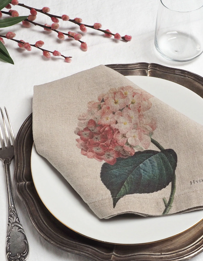 European Linen 'Garden Flowers' Set of 6 Linen Napkins