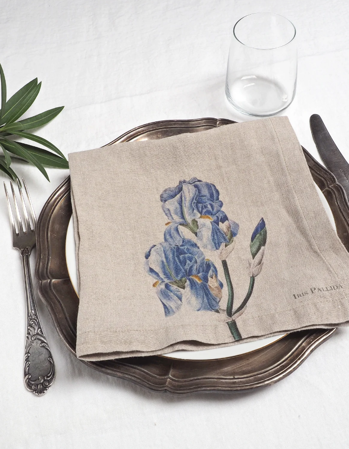 European Linen 'Garden Flowers' Set of 6 Linen Napkins