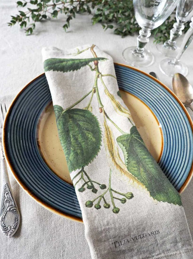 European Linen 'Trees' Set of 6 Linen Napkins