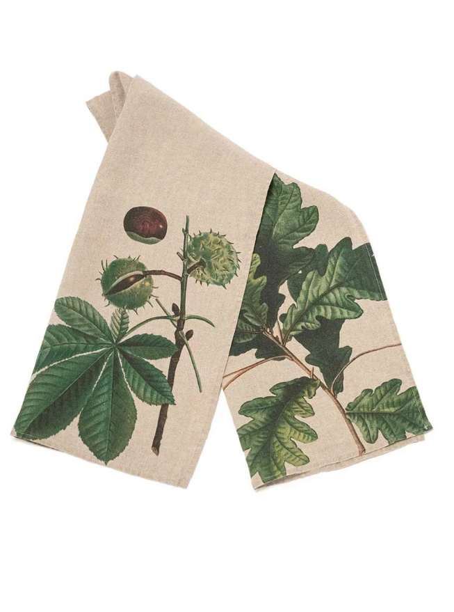 European Linen 'Oak & Horse Chestnut' Pair of Tea Towels