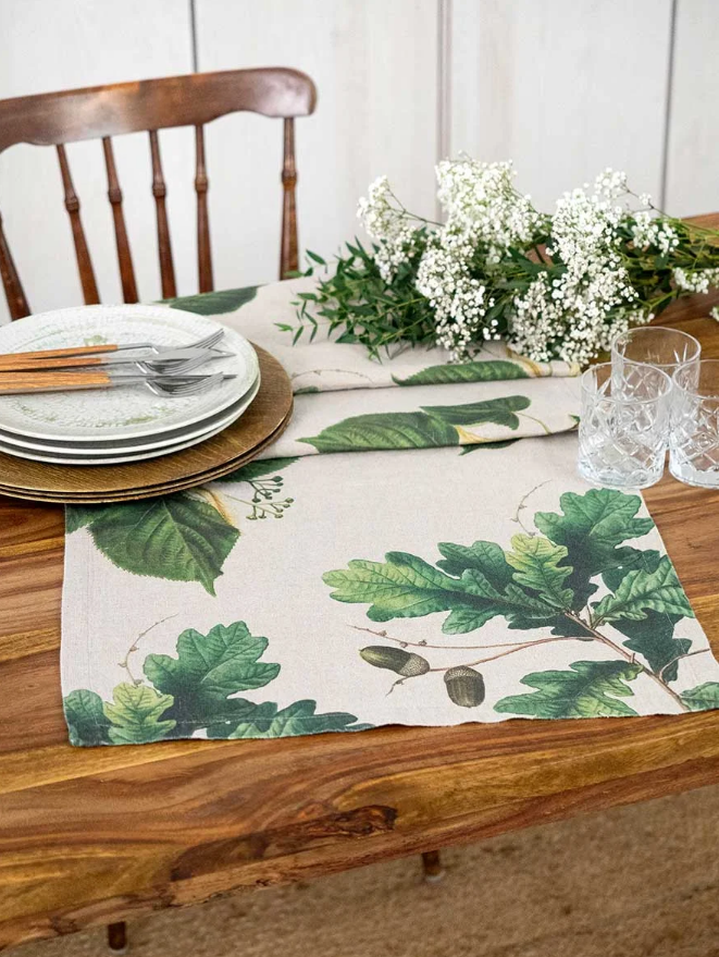 European Linen 'Trees' Table Runner