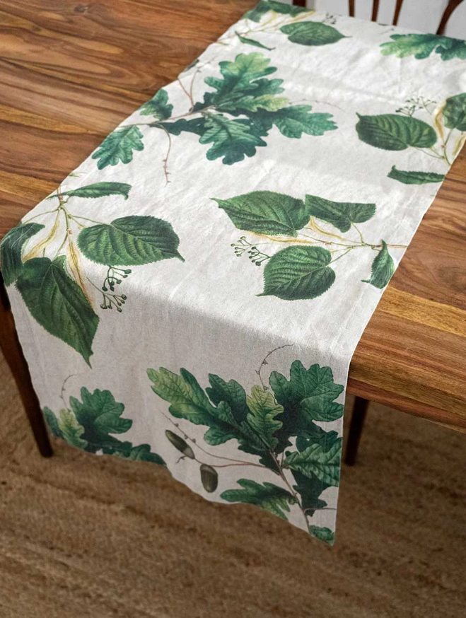 European Linen 'Trees' Table Runner